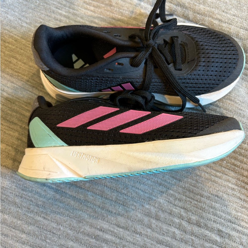 Adidas Kids' Black and Pink Sneakers